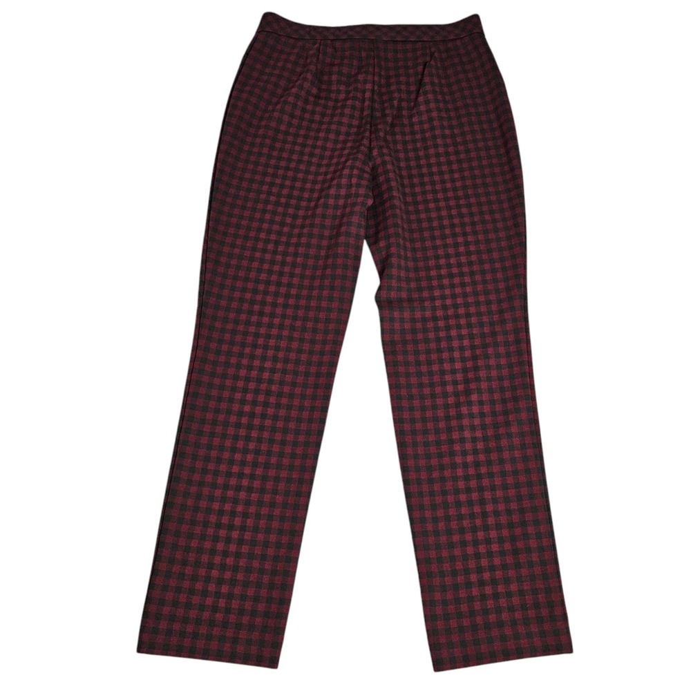 J‎ Jill Pants Womens Sz S Ponte Slim Leg Pull On Stretch Ankle Red Black Gingham